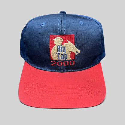Raree Finds vintage Big Cap 2000 navy and red snapback hat with embroidered horse racing jockey patch