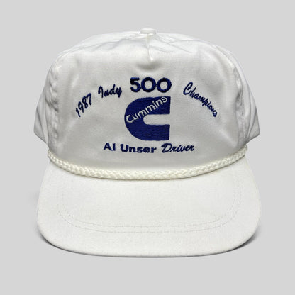 Raree Finds vintage 1987 Indy 500 Cummins Diesel white rope hat with blue embroidery and structured crown