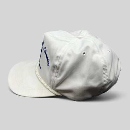 Raree Finds vintage 1987 Indy 500 Cummins Diesel white rope hat with blue embroidery and structured crown