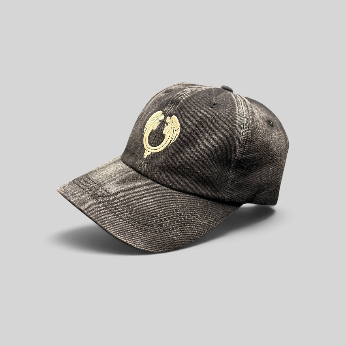 Raree Finds vintage Jesus Christ Superstar black distressed cotton dad hat with embroidered emblem and curved brim