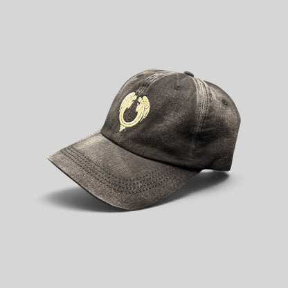 Raree Finds vintage Jesus Christ Superstar black distressed cotton dad hat with embroidered emblem and curved brim