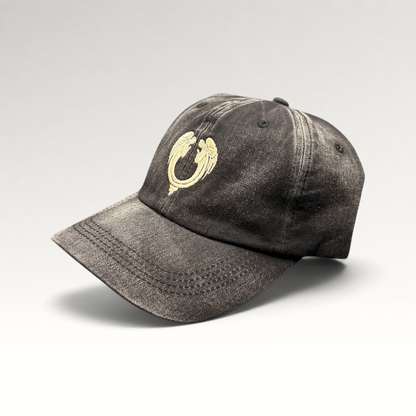 Raree Finds vintage Jesus Christ Superstar black distressed cotton dad hat with embroidered emblem and curved brim