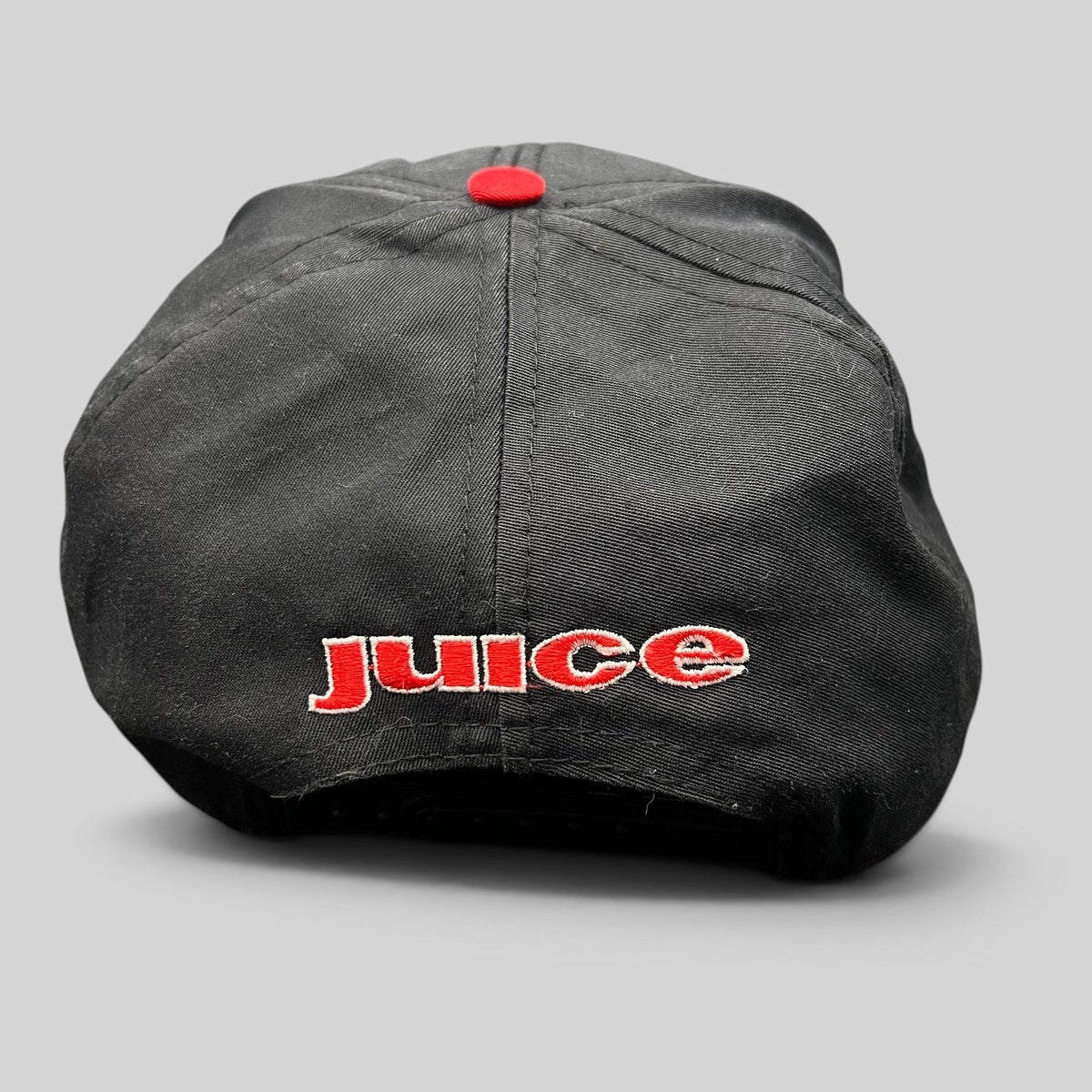 Raree Finds vintage 1992 Juice movie promo snapback hat in black with red embroidery and matching red top button