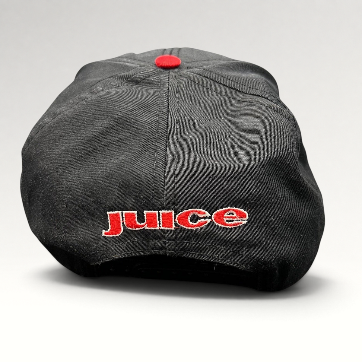 Raree Finds vintage 1992 Juice movie promo snapback hat in black with red embroidery and matching red top button