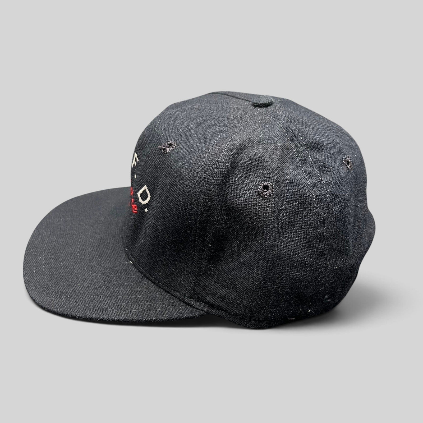 Raree Finds vintage New Era Pro Model LAFD Task Force 60 black snapback hat with red embroidery and grey underbrim