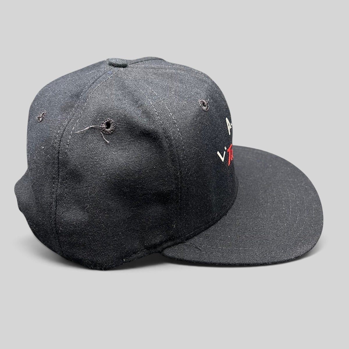 Raree Finds vintage black New Era Pro Model snapback hat with red LAFD Task Force 60 embroidery and grey underbrim
