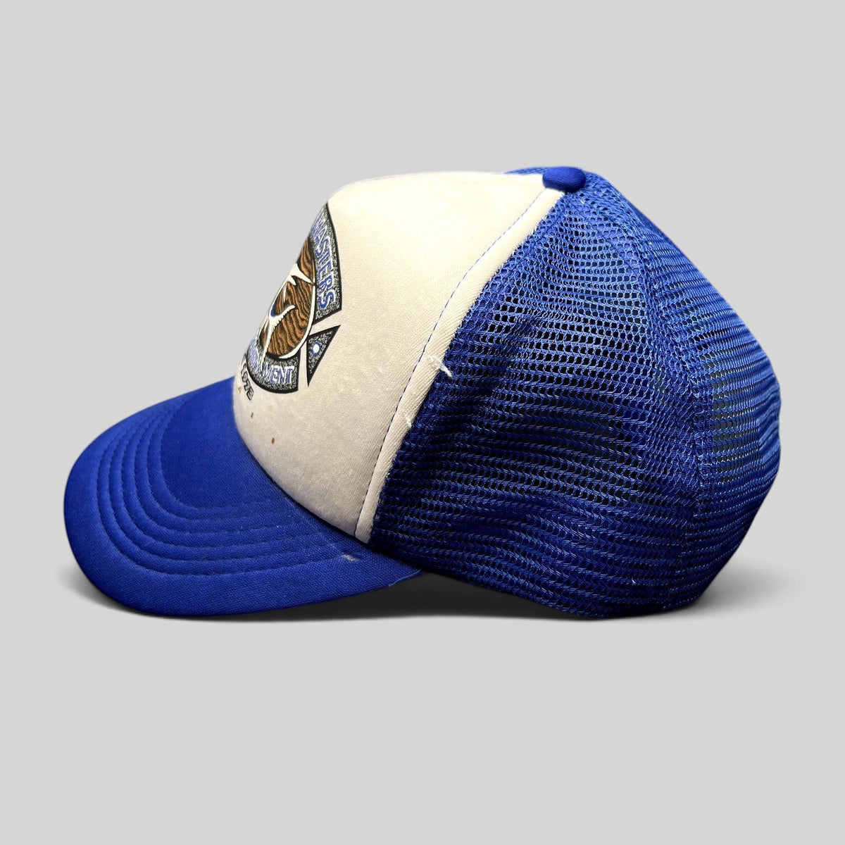 Raree Finds vintage Marlin Masters Hawaii fishing tournament trucker hat with blue mesh back and white foam front
