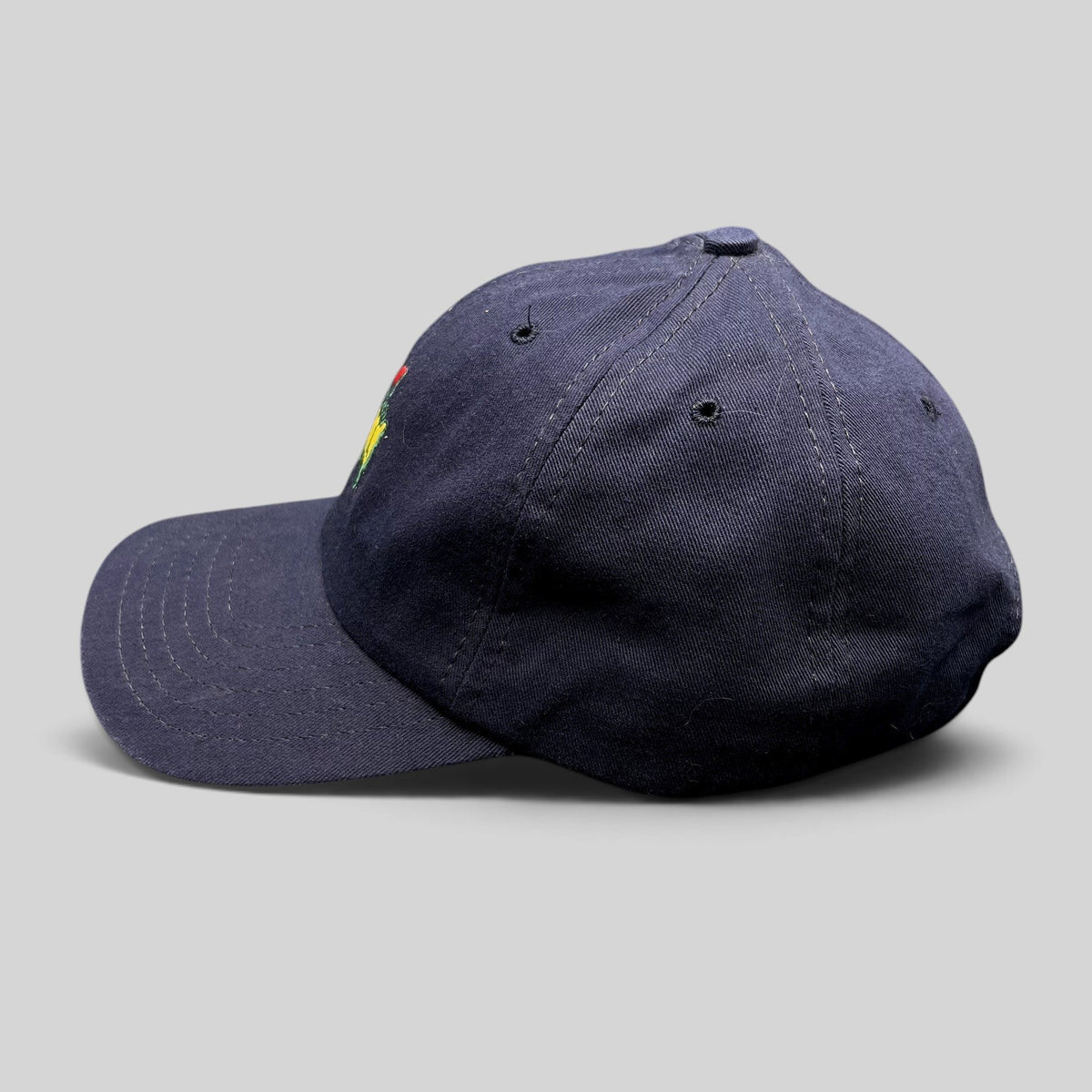 Raree Finds vintage navy blue Masters Tournament strapback hat with embroidered USA map logo and brass buckle