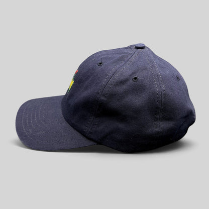 Raree Finds vintage navy blue Masters Tournament strapback hat with embroidered USA map logo and brass buckle
