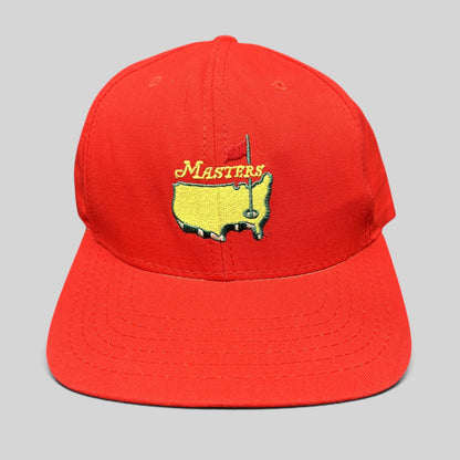 Raree Finds vintage American Needle Masters Augusta National red strapback golf hat with embroidered map logo