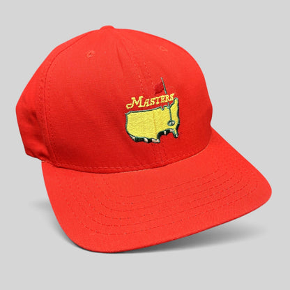 Raree Finds vintage red American Needle Masters Augusta National strapback golf hat with embroidered map logo