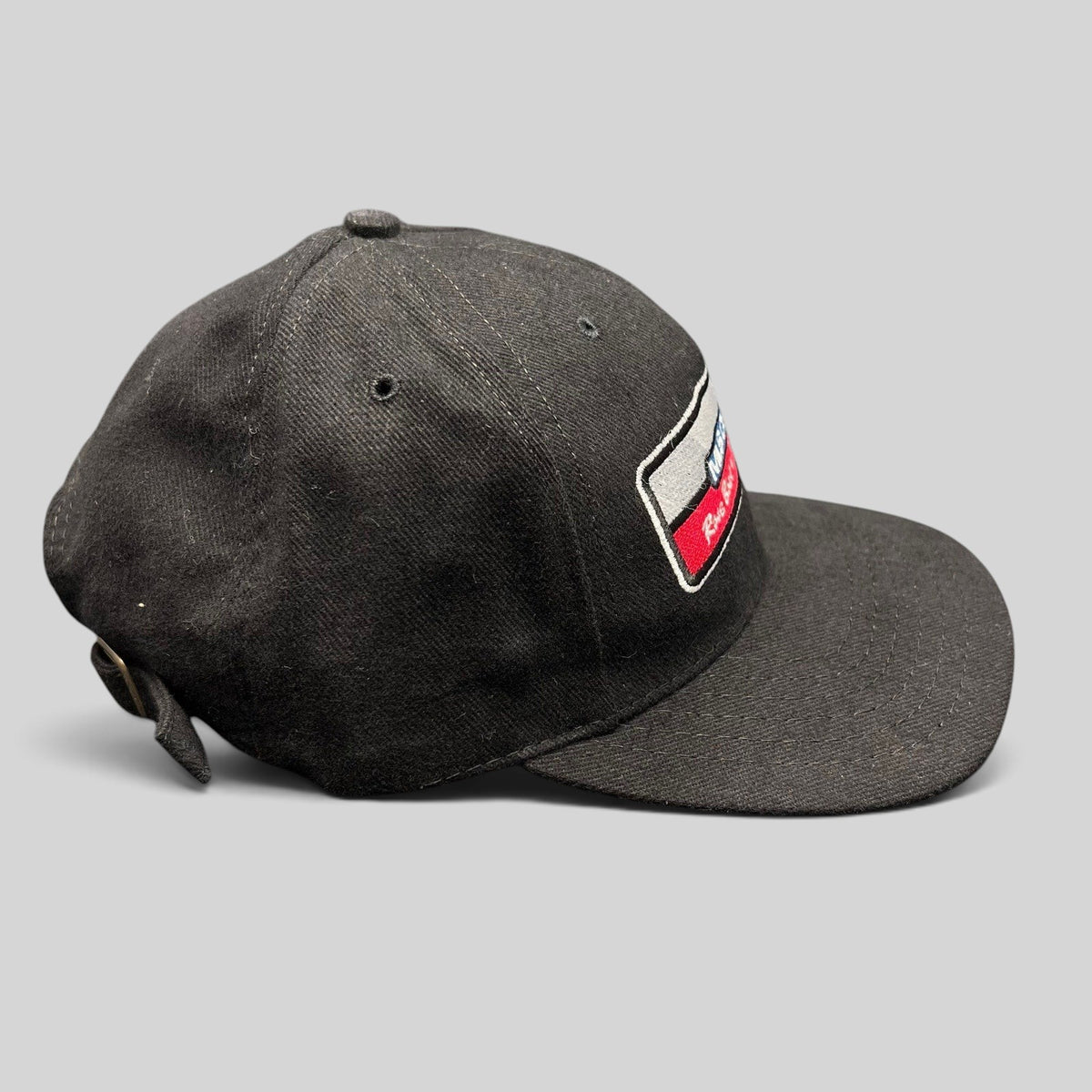 Raree Finds vintage 1998 MLS Cup black strapback hat with embroidered championship patch and side pin