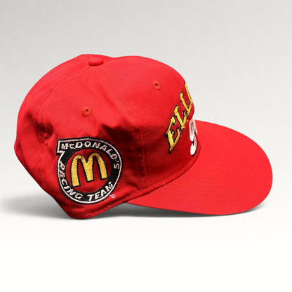 Raree Finds vintage 1995 Bill Elliott McDonald’s NASCAR racing snapback hat in red with embroidered side logo