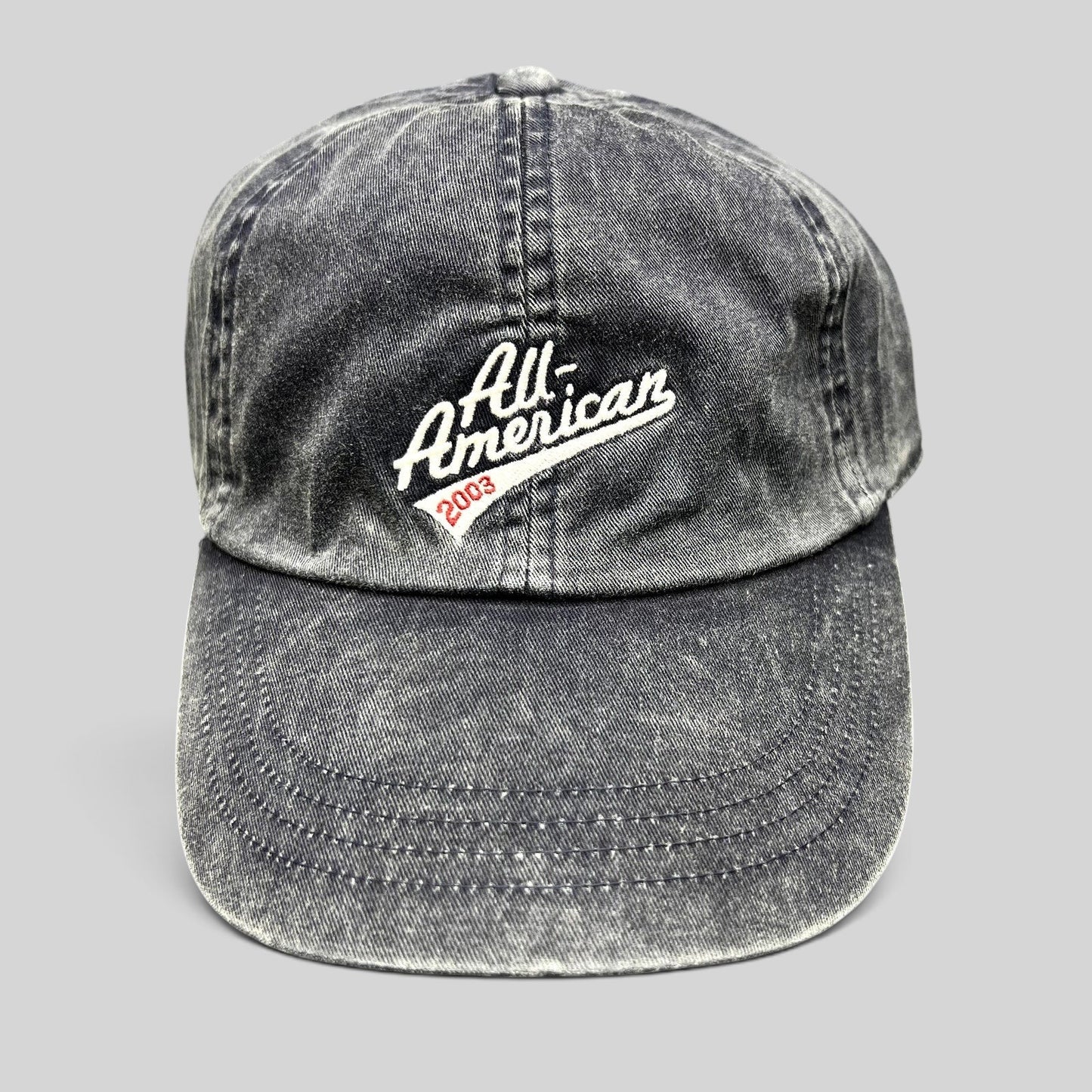 Raree Finds vintage 2003 Old Navy washed navy cotton baseball cap with white All-American script embroidery