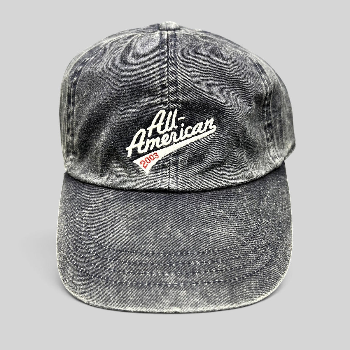 Raree Finds vintage 2003 Old Navy washed navy cotton baseball cap with white All-American script embroidery