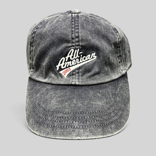 Raree Finds vintage 2003 Old Navy washed navy cotton baseball cap with white All-American script embroidery