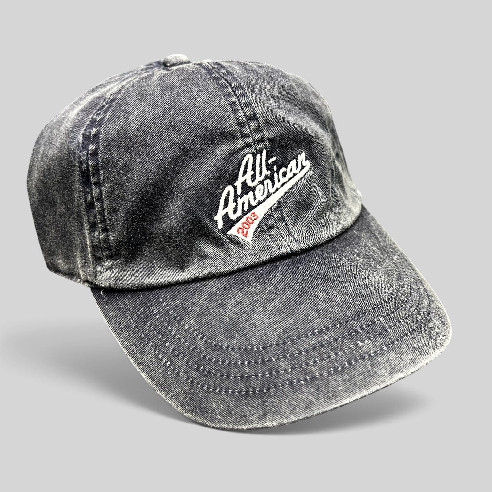 Raree Finds vintage 2003 Old Navy washed navy cotton baseball cap with white All-American script embroidery