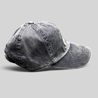 Raree Finds vintage 2003 Old Navy washed navy cotton baseball cap with All-American script embroidery and strapback.