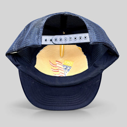 Raree Finds vintage US Feed Grains Council trucker hat with navy mesh back and adjustable snapback closure