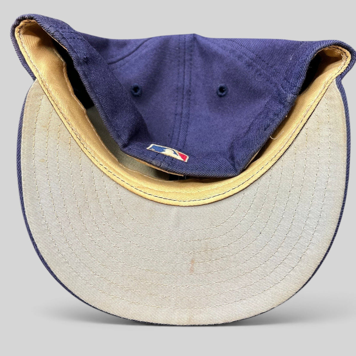 Raree Finds vintage New Era Diamond Collection navy wool Anaheim Angels fitted cap showing interior sweat staining