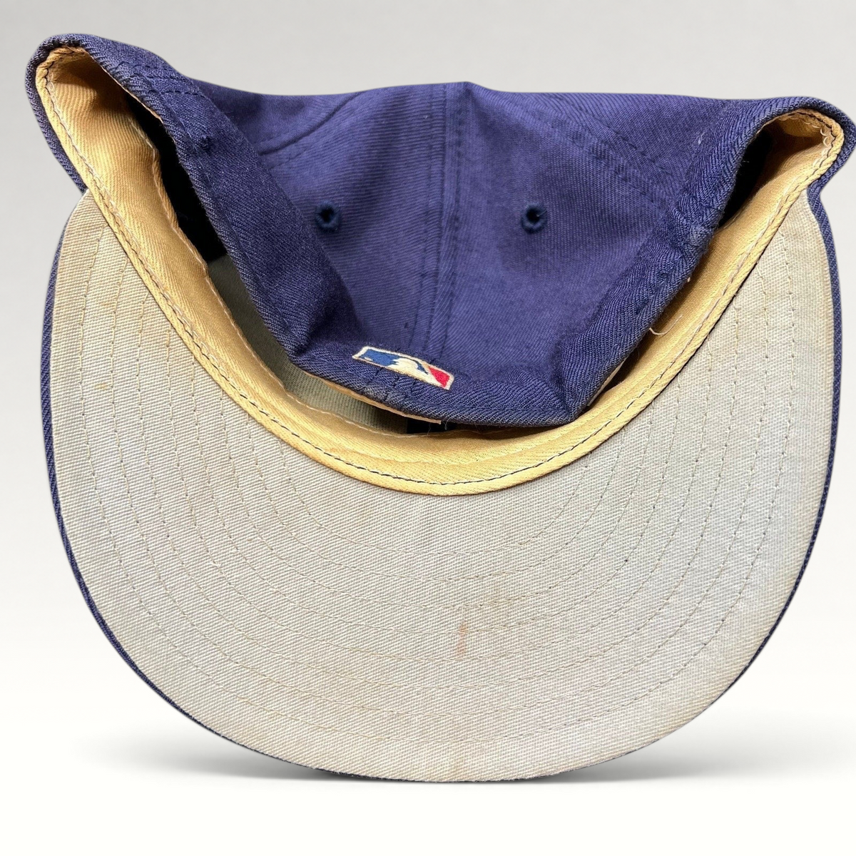 Raree Finds vintage New Era Diamond Collection navy wool Anaheim Angels fitted cap showing interior sweat staining