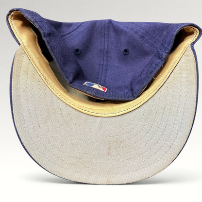 Raree Finds vintage New Era Diamond Collection navy wool Anaheim Angels fitted cap showing interior sweat staining