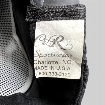 Raree Finds vintage 90s NBC News hat interior tag showing C&R Sportswear branding and Made in USA label
