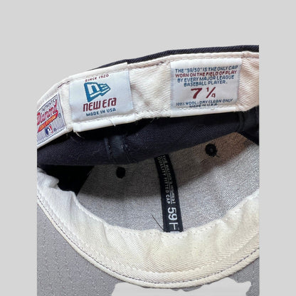 Raree Finds vintage New Era 59FIFTY Cleveland Indians cap interior showing Diamond Collection and size 7 1/4 tags