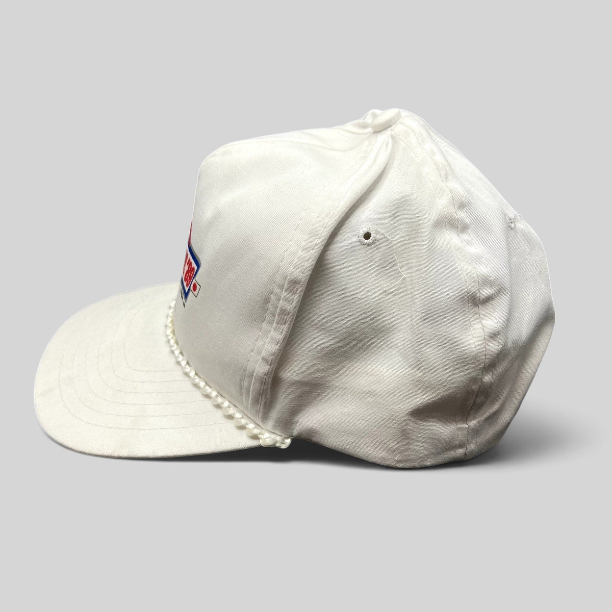 Raree Finds vintage 1989 NFL American Bowl San Francisco 49ers white snapback hat with braided rope detail