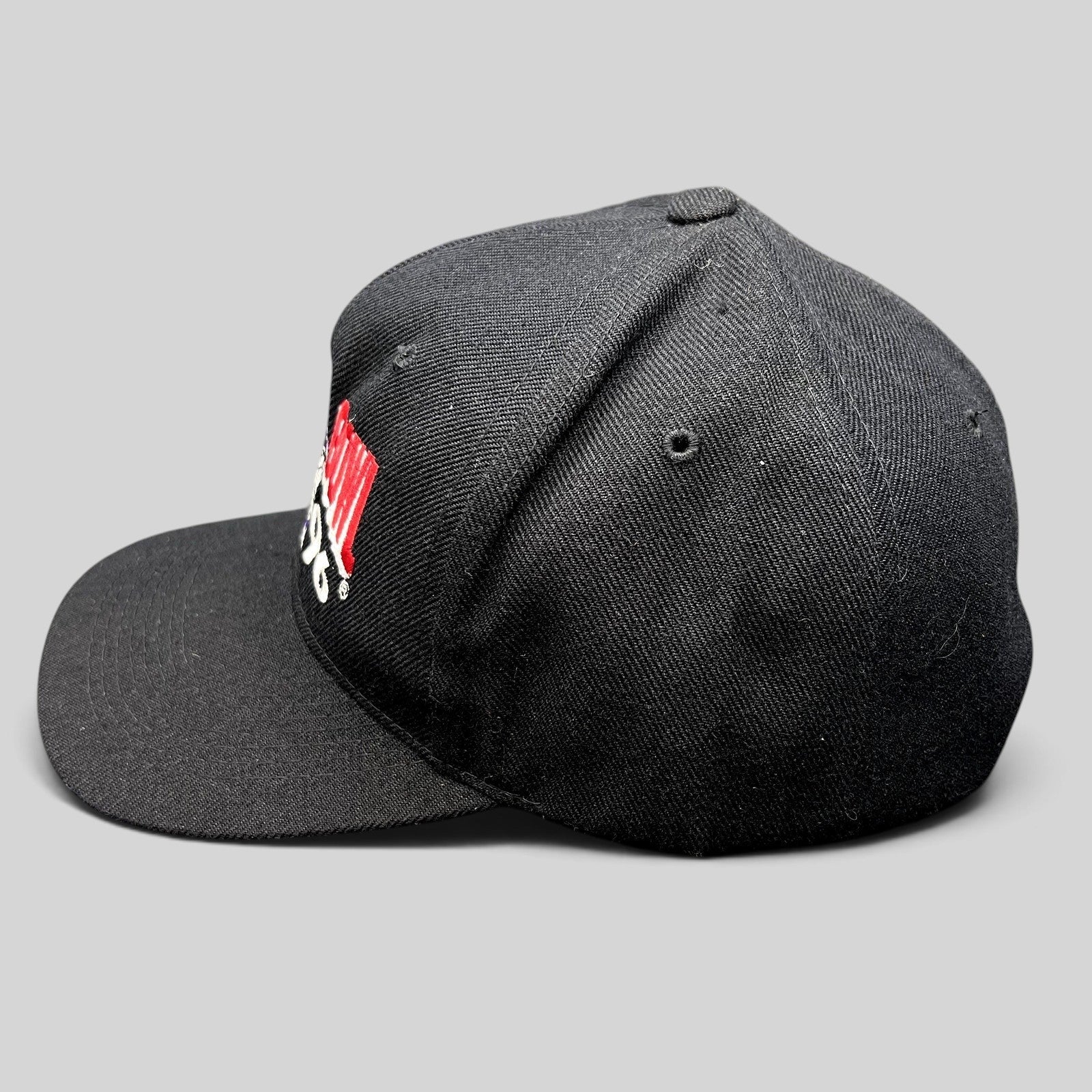 Raree Finds vintage 1996 Northwestern Wildcats Rose Bowl snapback hat in black wool blend with embroidered graphics.
