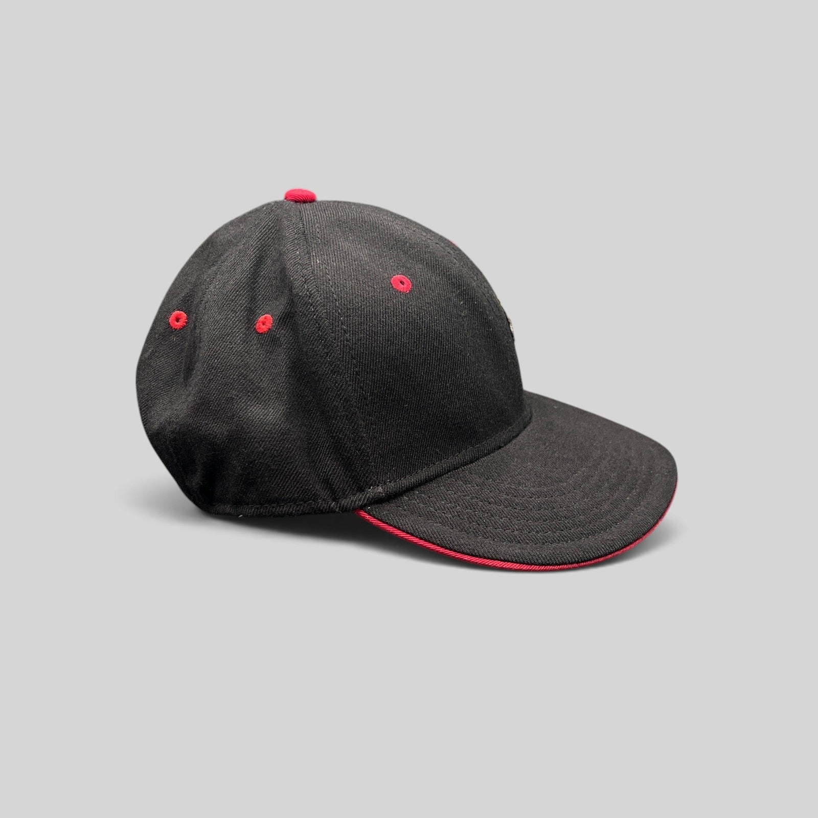 Raree Finds vintage Otto Flex black and red promotional baseball cap with structured crown and flat brim