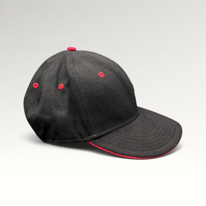 Raree Finds vintage Otto Flex black and red promotional baseball cap with structured crown and flat brim