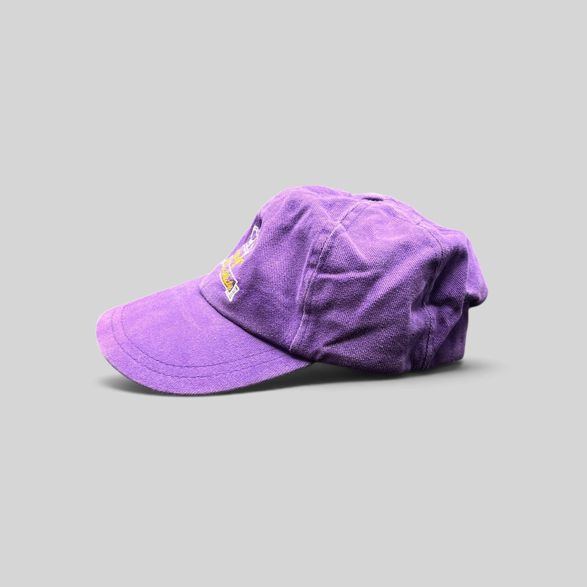 Raree Finds vintage purple cotton strapback hat featuring The Queen’s Plate horse race embroidery and curved brim.