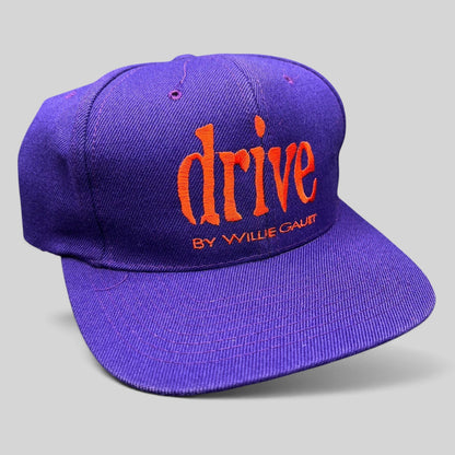 Raree Finds vintage 90s purple Nissin snapback hat with orange Drive by Willie Gault embroidery