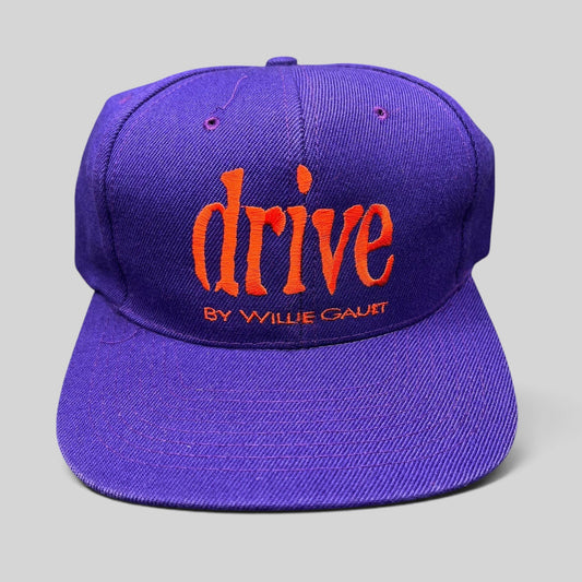 Raree Finds vintage 90s purple Nissin snapback hat with orange Drive by Willie Gault embroidery