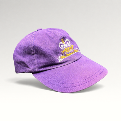 Raree Finds vintage purple cotton strapback hat featuring The Queen’s Plate embroidered crown and horse logo