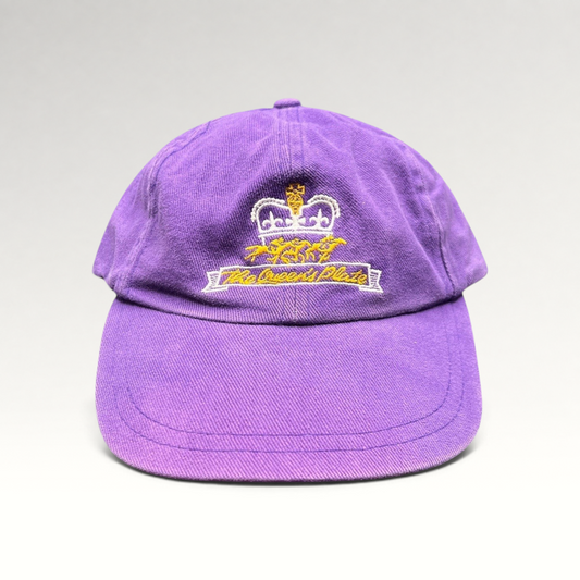 Raree Finds vintage purple cotton strapback hat with embroidered The Queen’s Plate crown and horse logo