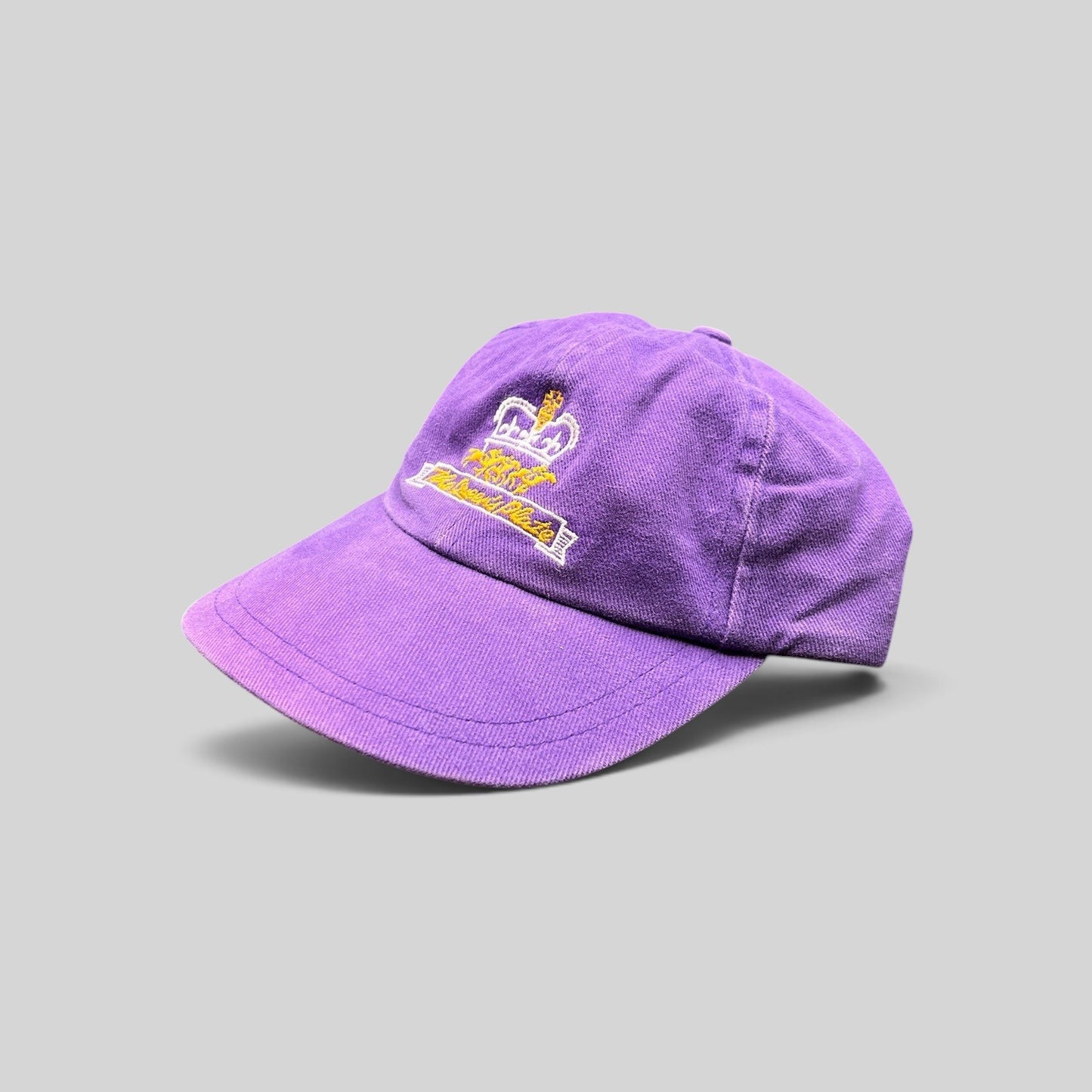 Raree Finds vintage purple cotton strapback hat with embroidered The Queen’s Plate crown and horse logo