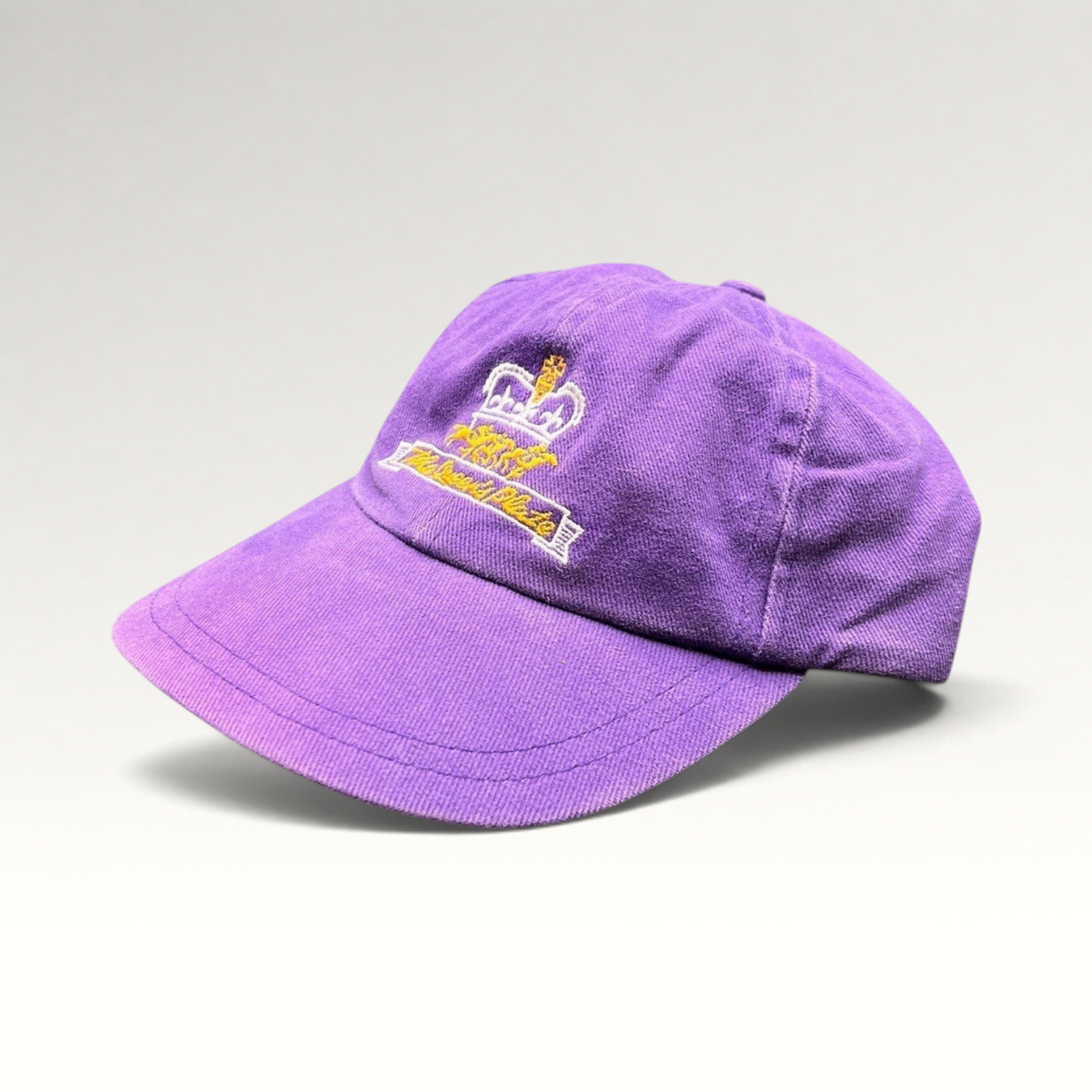 Raree Finds vintage purple cotton strapback hat with embroidered The Queen’s Plate crown and horse logo