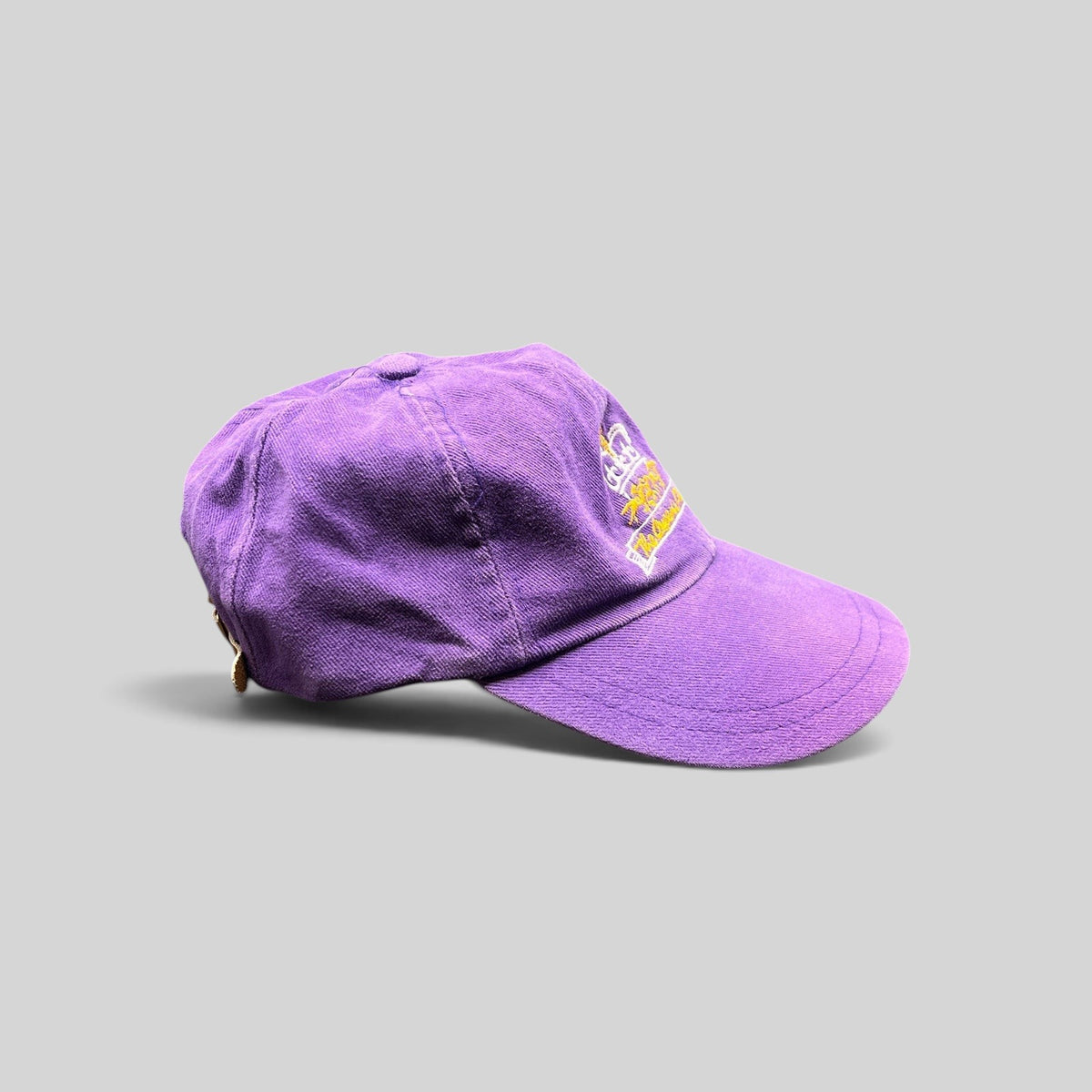 Raree Finds vintage purple cotton strapback hat with embroidered The Queen’s Plate horse race logo and leather strap