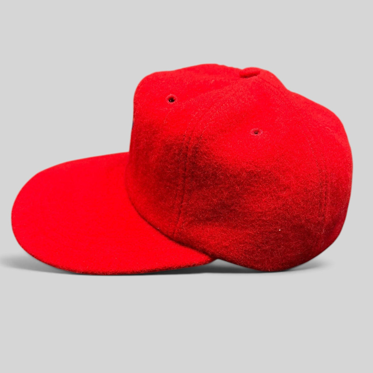 Raree Finds vintage red wool baseball cap with a structured felt finish and classic Polo Ralph Lauren design