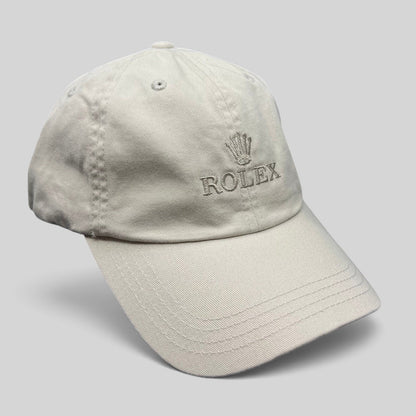 Raree Finds vintage khaki cotton Rolex strapback golf hat with tonal crown logo embroidery