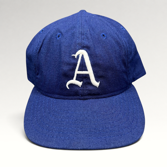 Raree Finds vintage Roman Pro Cooperstown Collection royal blue wool baseball cap with white embroidered A logo