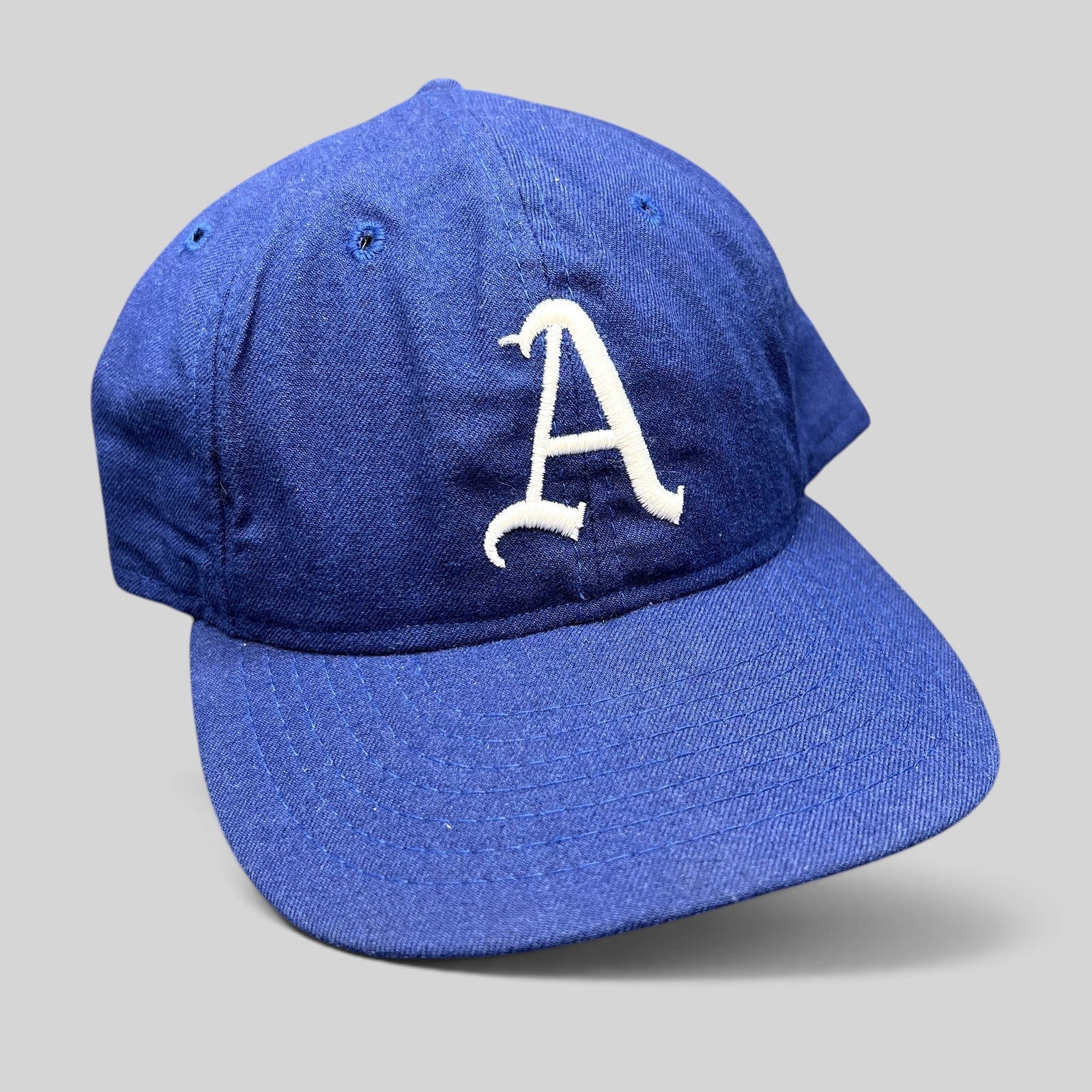 Raree Finds vintage Roman Pro Cooperstown Collection royal blue wool baseball cap with white embroidered A logo