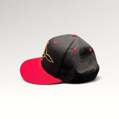Raree Finds vintage Eclipse San Diego State Aztecs snapback hat in black and red cotton with embroidered spear logo