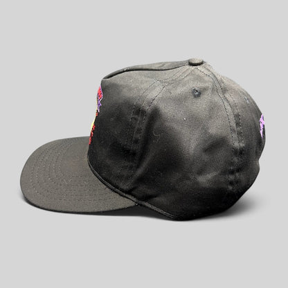 Raree Finds vintage 90s Six Flags Thrill Seeker black snapback hat with colorful embroidered amusement park logo
