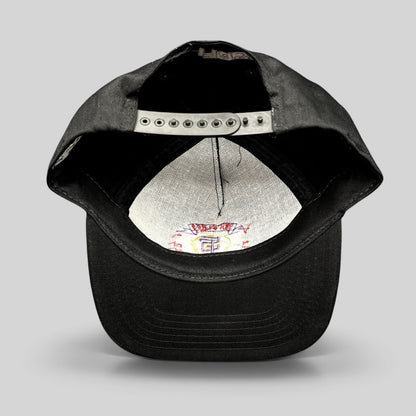 Raree Finds vintage 90s Six Flags Thrill Seeker snapback hat in black with adjustable plastic back closure