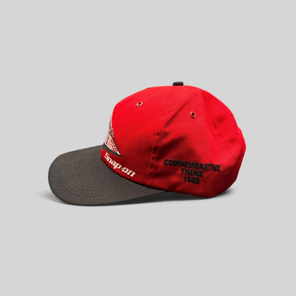Raree Finds vintage 1993 Snap-on Success Express snapback hat in red and black with side embroidery