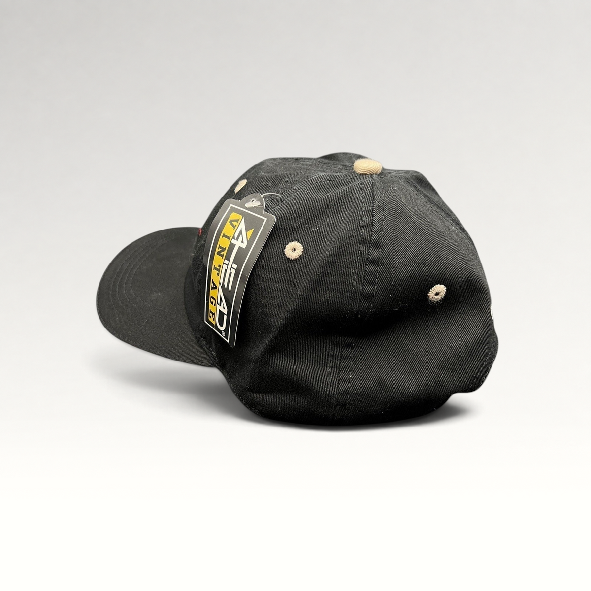 Raree Finds vintage Ahead Sony Open Hawaii black cotton golf cap with beige contrast eyelets and original retail tag
