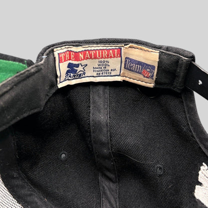 Raree Finds vintage 1990s Starter The Natural wool snapback interior label with Team NFL branding and green underbrim